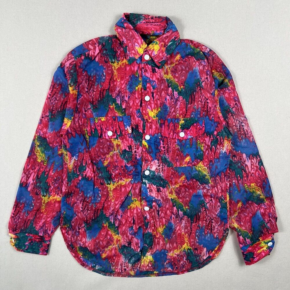 Vintage Nortex Shirt Women's Small Life Multicolor Drip Snap‎ Collared Top